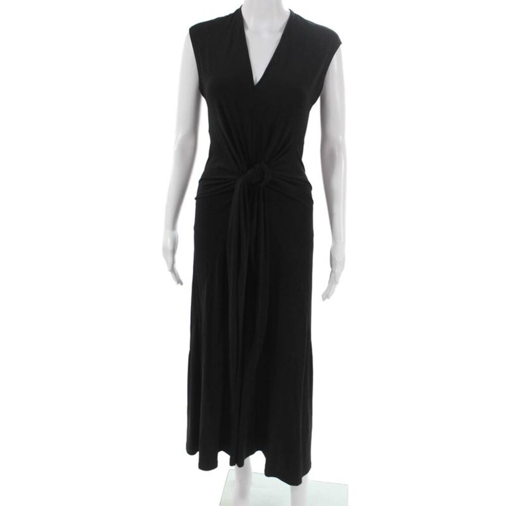 Elie Tahari Women Black V-Neck Sleeveless Maxi Dress Polyester Blend Size XS